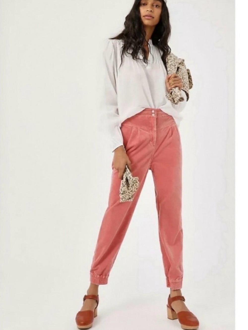BY ANTHROPOLOGIE • NWT Kalea high rise joggers pink corduroy - size XS
